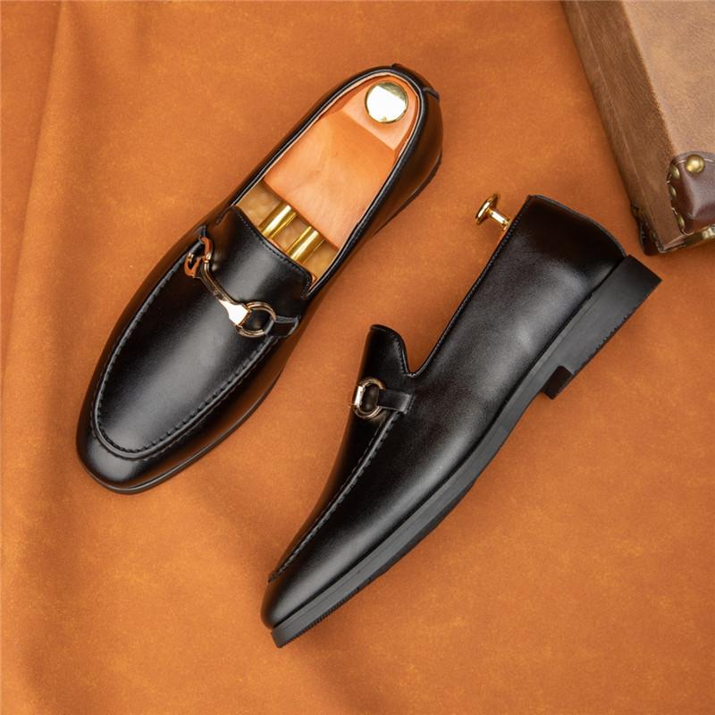 Nové luxusní značkové pánské špičaté společenské formální boty na navlékání, pánské ležérní mokasíny, svatební obuv, obuv na oslavu návratu domů