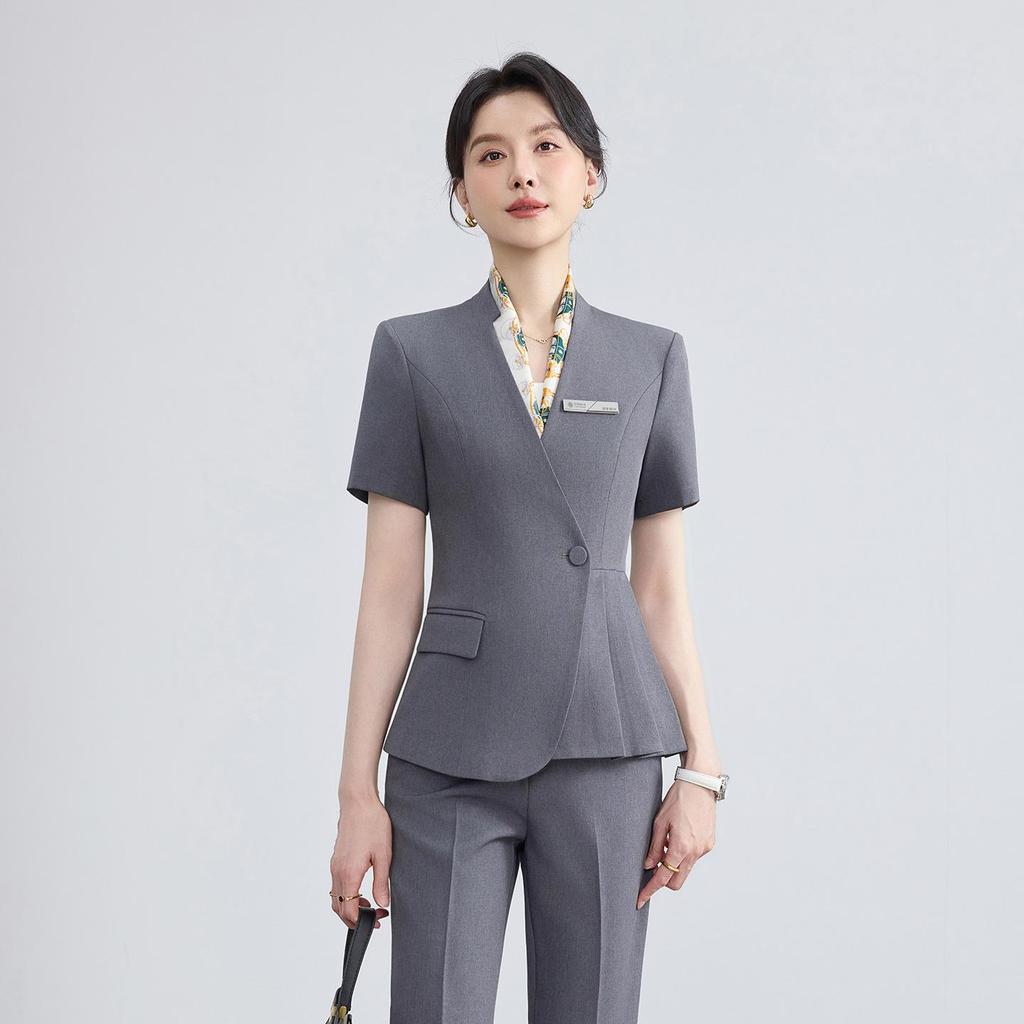 2026 Women's Summer Professional Suit: Short Sleeve Formal Fashion for Hotel Reception and Jewelry Store Workwear