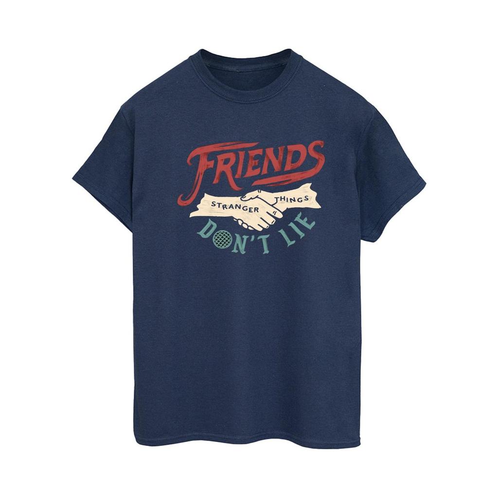 Netflix Womens/Ladies Stranger Things Friends Don´t Lie Hands Cotton Boyfriend T-Shirt