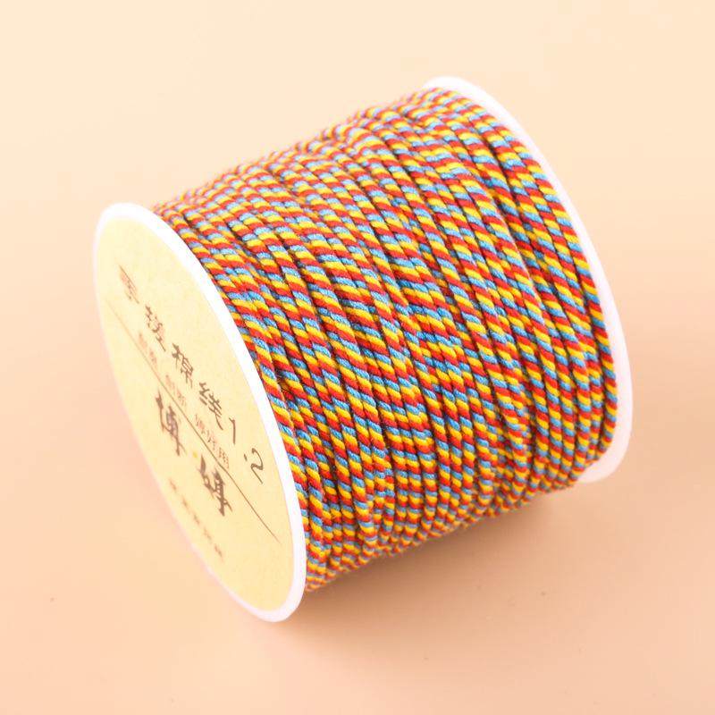 20m Multicolor Tie-Dyed Cotton Thread for DIY Moon Bodhi Bracelet