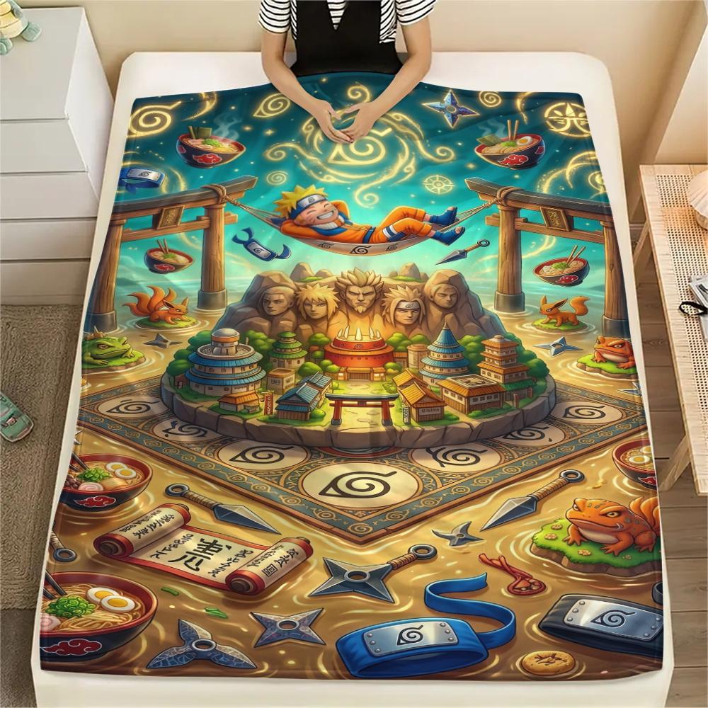 Naruto Character Print Flannel Blanket Comfortable Warm Throw for Home Sofa Bed Chair Travel Picnic Stylish Bedding -Xin