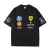 Herren und Damen Oversize Ferrari F1 Renn T-Shirt Klassischer Sponsoren Logo Druck Kurzarm Motorsport Lässig Streetwear Tee