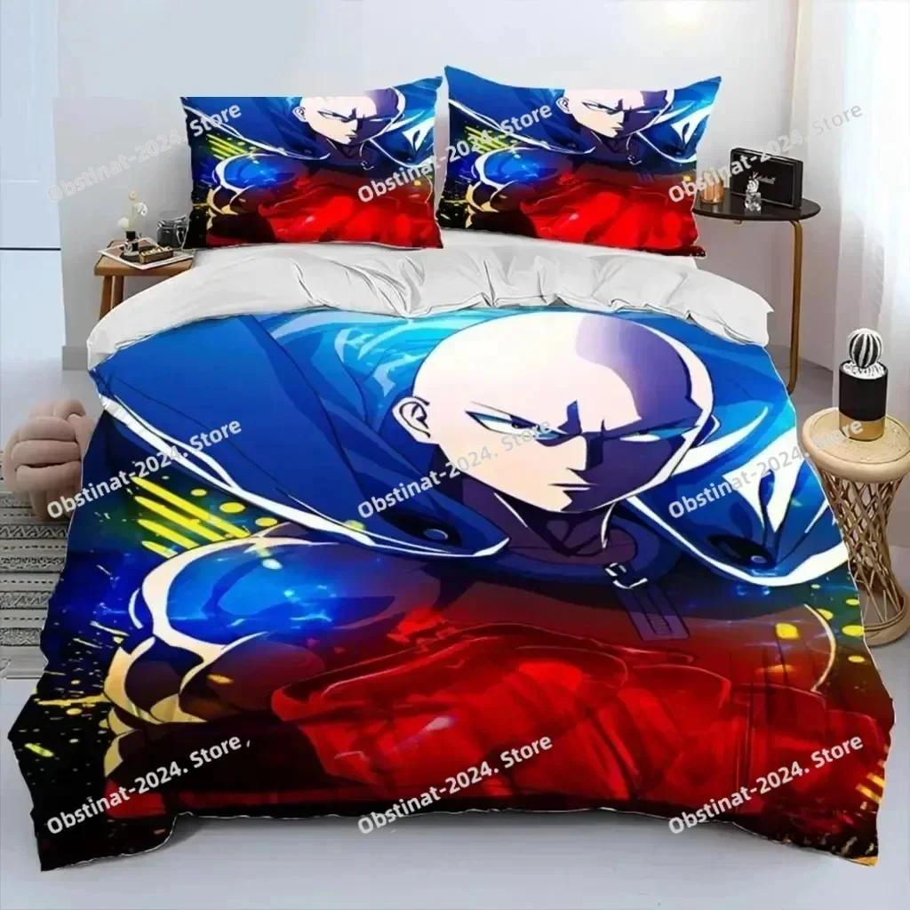 Anime One-Punch Man Saitama Bedding Set Printed Single Comforter Quilt Bed Duvet Cover Pillow Case 3 Pieces Sets Kids Adult Size