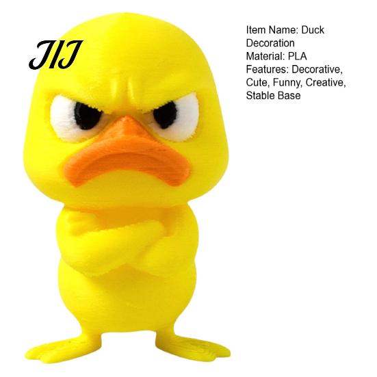 Portable Table Sculpture 3D Printed Yellow Duck Figurine, Funny Statue with Vivid Expressions, Cute Figurine Miniature Desktop Ornaments for