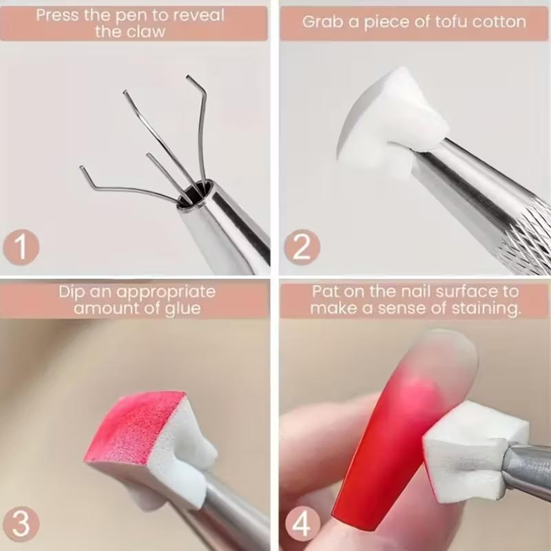 100pcs Pat-pat Gel Sponge Block, Grab-grab Clip, Nail Art Gradient Blush, Mini Tofu Block, Nail Salon Dedicated Grab-grab Pen