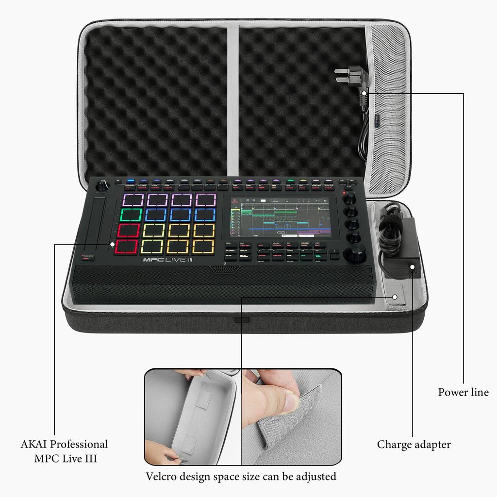 GEEKRIA Audio Interface Carrying Compatible with Akai Professional MPC Live EVA Hard Shell Portable Travel Bag Case, III, (Dark Gray)