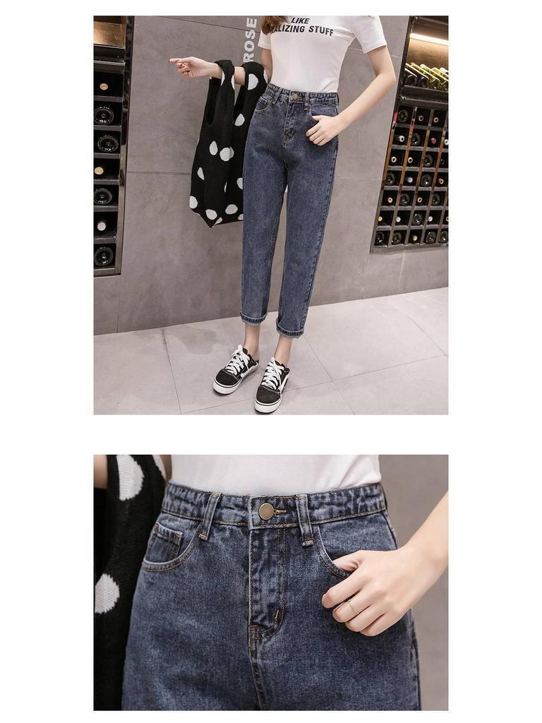 2026 New Women's High-Waisted Loose Straight Harem Jeans for Petite - Cropped Dad Pants for Spring/Summer