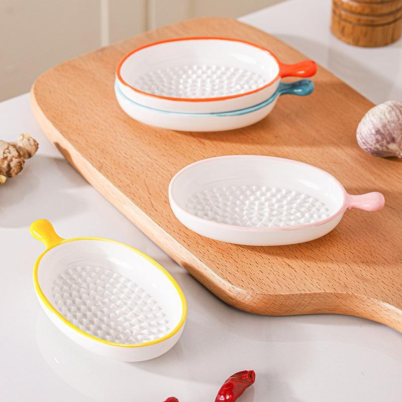 Piatto Grattugia per Aglio in Ceramica Stile Giapponese Lavabile in Lavastoviglie Porcellana per Uso Alimentare Grattugia per Zenzero Wasabi per Pulizia Facile