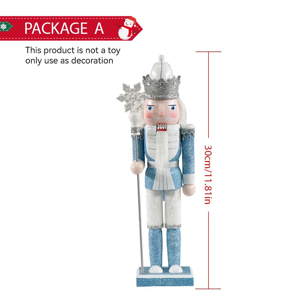 30cm Wooden Nutcracker Ornament Soldier Figurement Handcraft Doll Toy Home Office Table Xmas Decoration Statues Christmas Gift