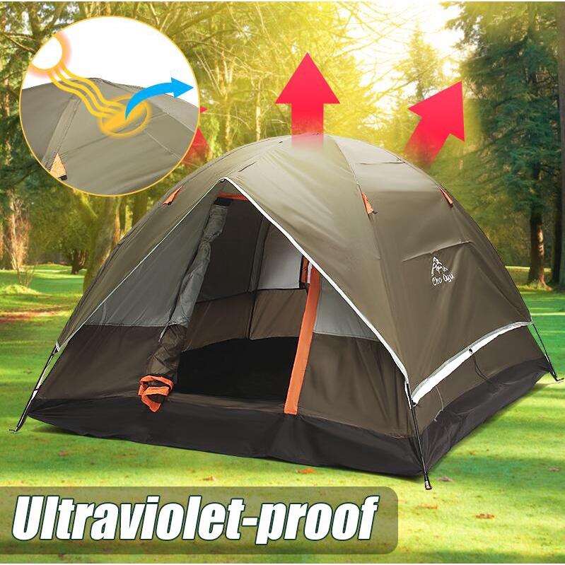 Tenda da campeggio per 4 persone Impermeabile Resistente ai raggi UV e agli agenti atmosferici Famiglia Esterno Pesca Caccia Festa Viaggio Tende a doppio strato