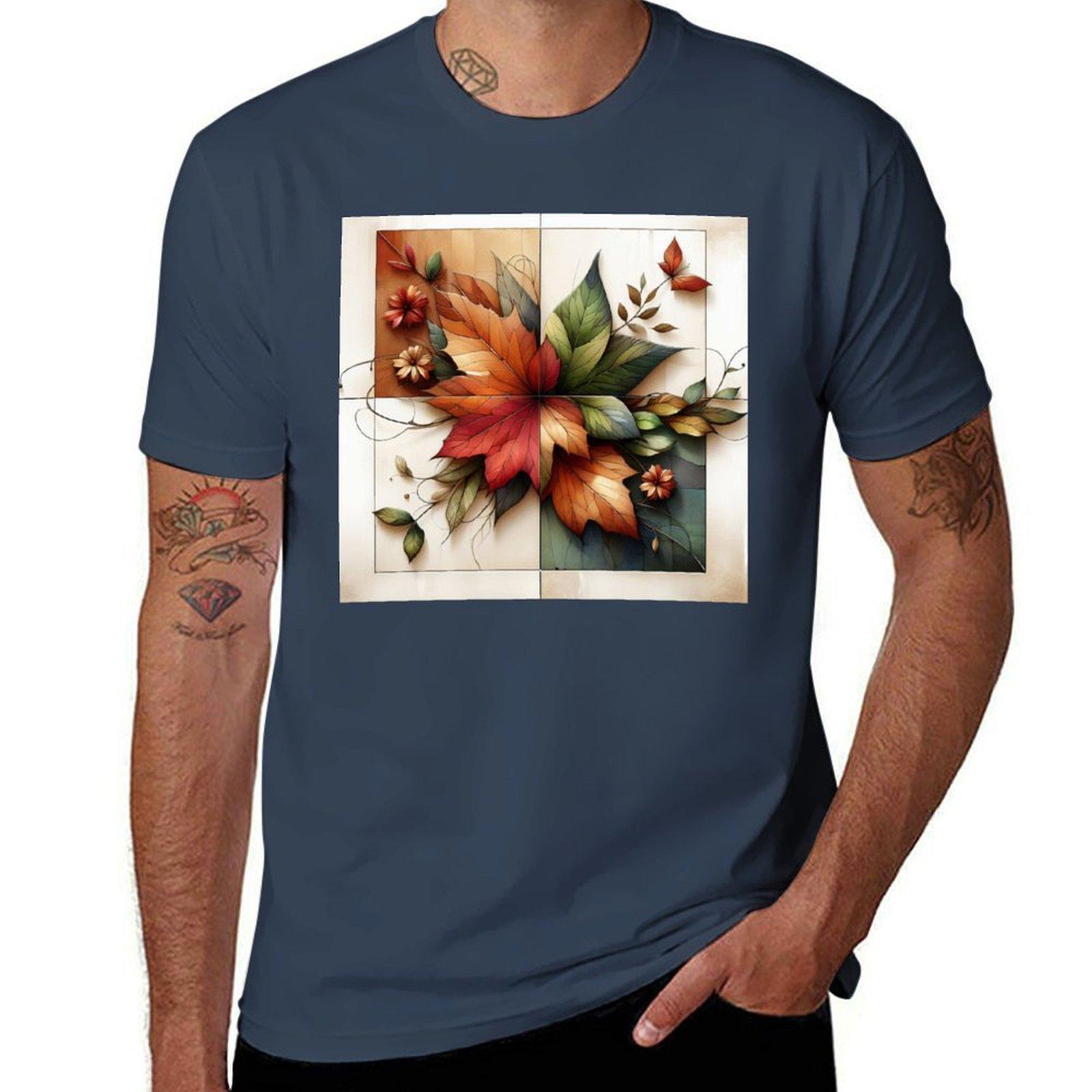 autumn leaves TShirt Casual Basic Short Sleeve TShirt S