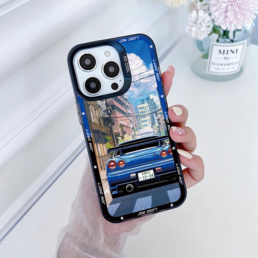 Soft Shell Case for iPhone 16e 11 12 13 Pro Max 14 15 16 Plus Japanese JDM Drift Car
