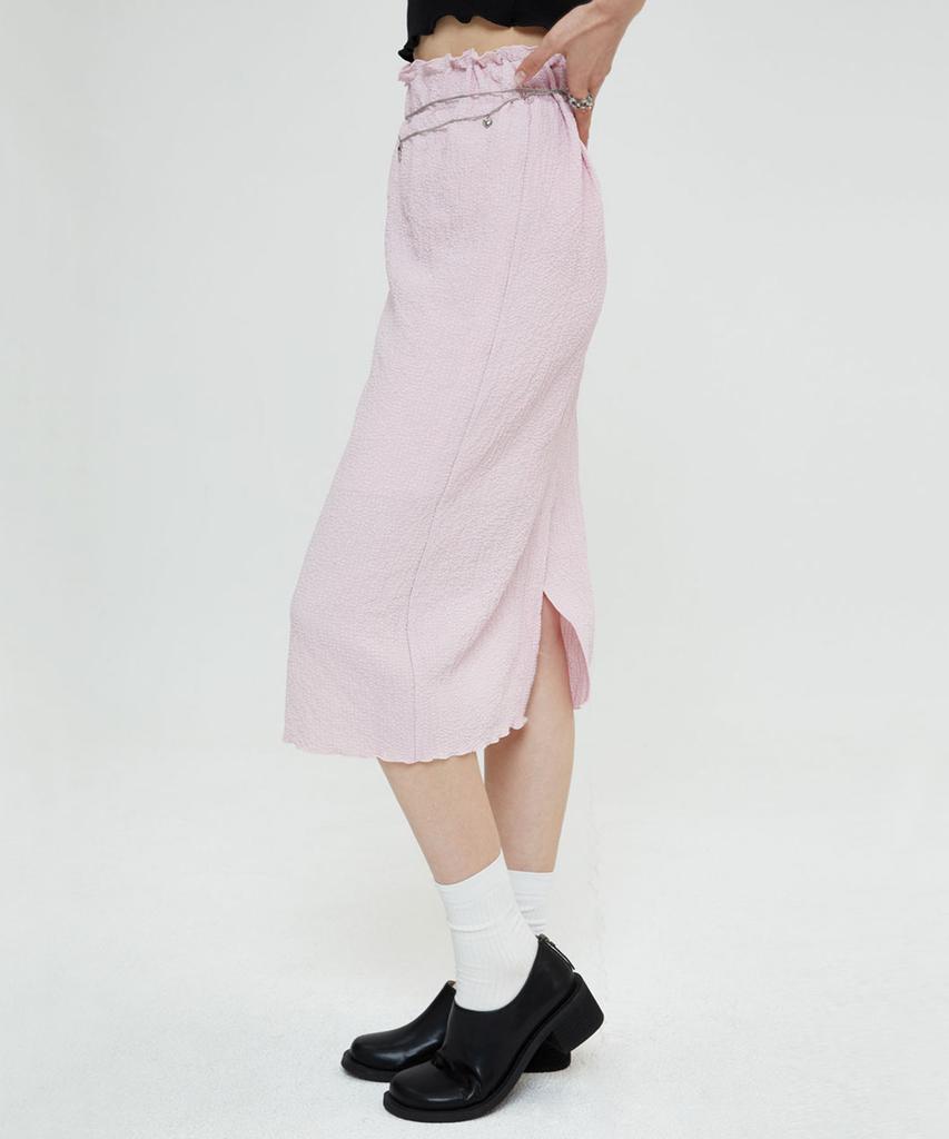 Sperone Woman Relaxed Seersucker Skirt (Light Pink)