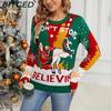 BITCED Casual Christmas Snowman Pullover Autumn/Winter Cartoon Alpaca Christmas Knitwear