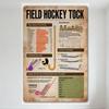 Vintage Field Hockey Tock Infographic Metal Tin Sign, Hockey Ticket Detail & Position Diagrams, Bow Types & Hook Hit Instruction