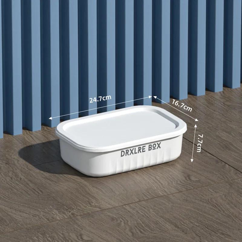 

Пластиковый контейнер с крышкой, утолщенный ящик для хранения, ящик для сортировки одежды, однотонный ящик для хранения мелочей, бытовой и контейнер для хранения закусок