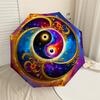 1PC Yin Yang Cosmic Automatic Open/Close Umbrella with Windproof, 8-Rib Sturdy Canopy, Durable Ribs, Fashionable Design, Outdoor Accessory, Fun Prin,