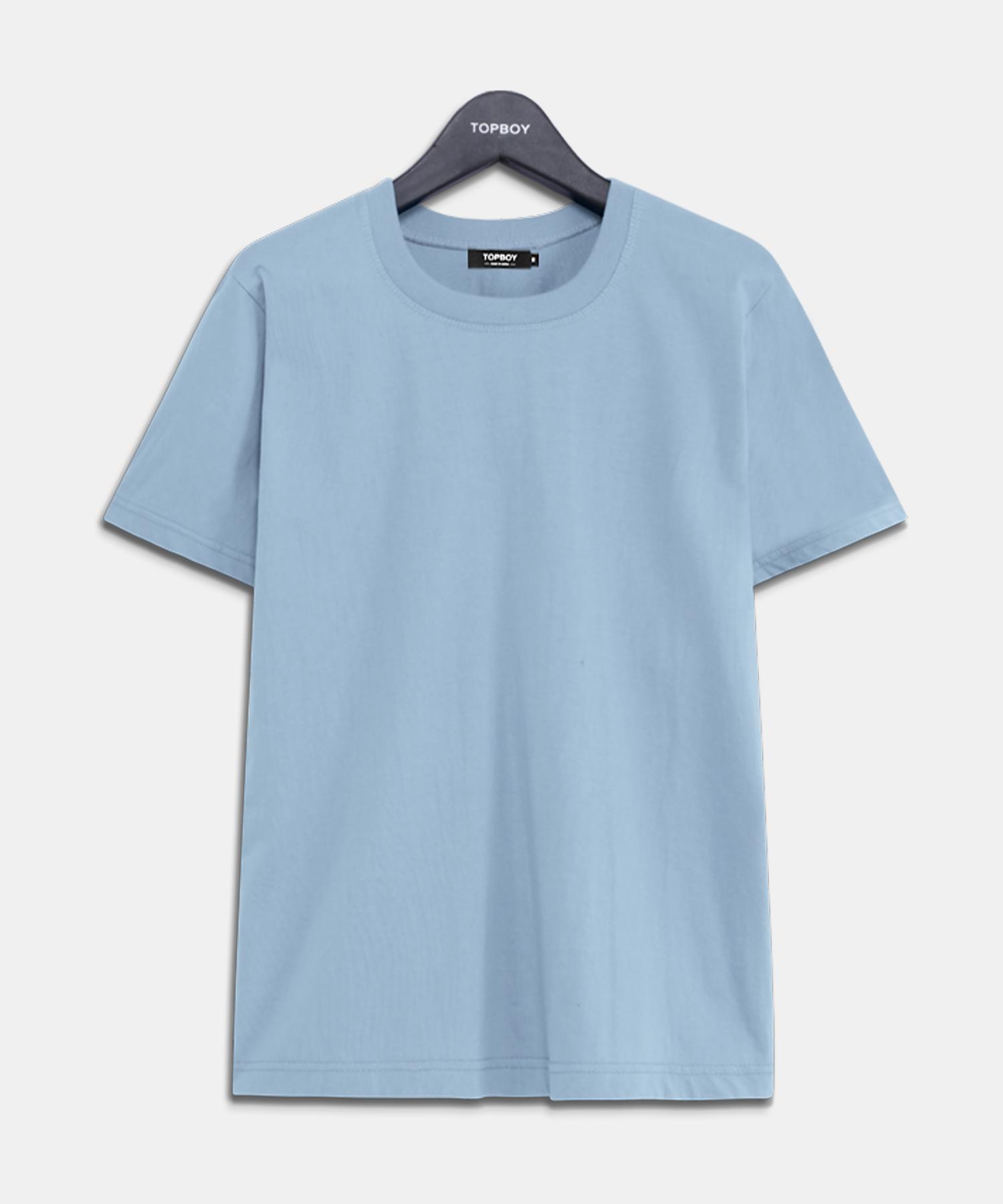 Top Boy Basic Standard Fit Combed Cotton 20-Count Short Sleeve T-Shirt Sky Sky/S