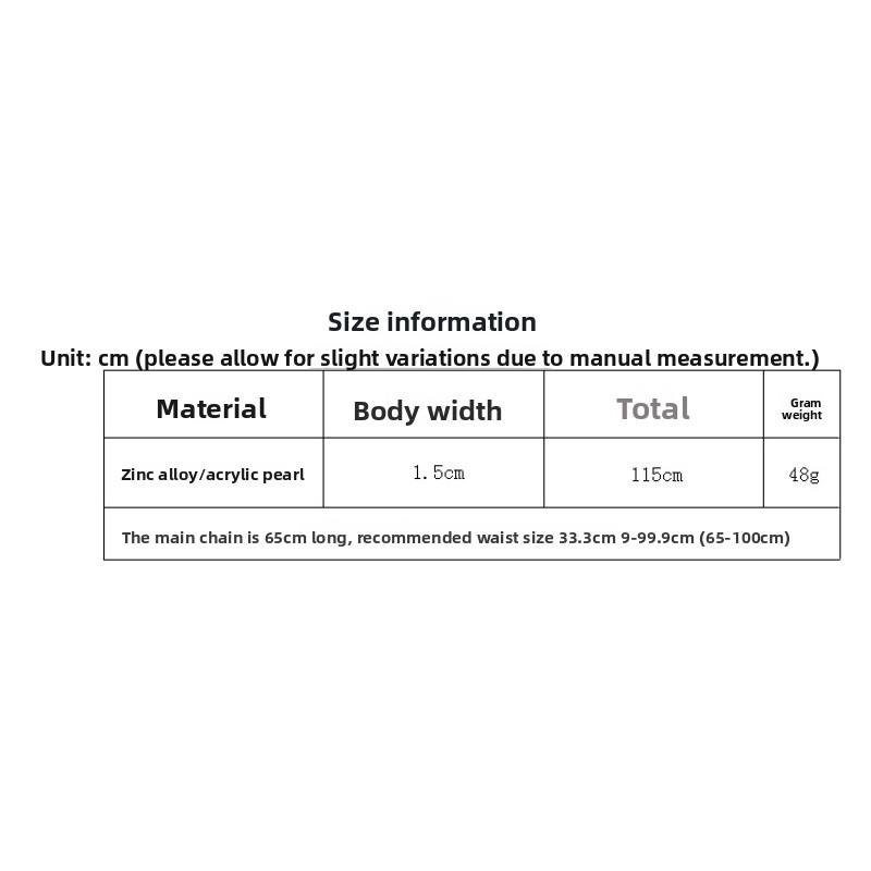 Mei Mary Adjustable Pearl Waist Chain Belt - Women's Decorative Dress Waist Cincher - Slim Belt Sweet Chain