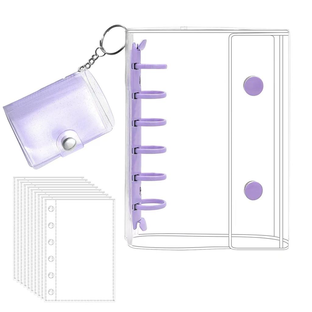 A7 mini 20 A7 refill x 20 sticker shrink mini card fan collage mini sticker book included (Purple + + sheets) sheets, book, plastic, transparent,