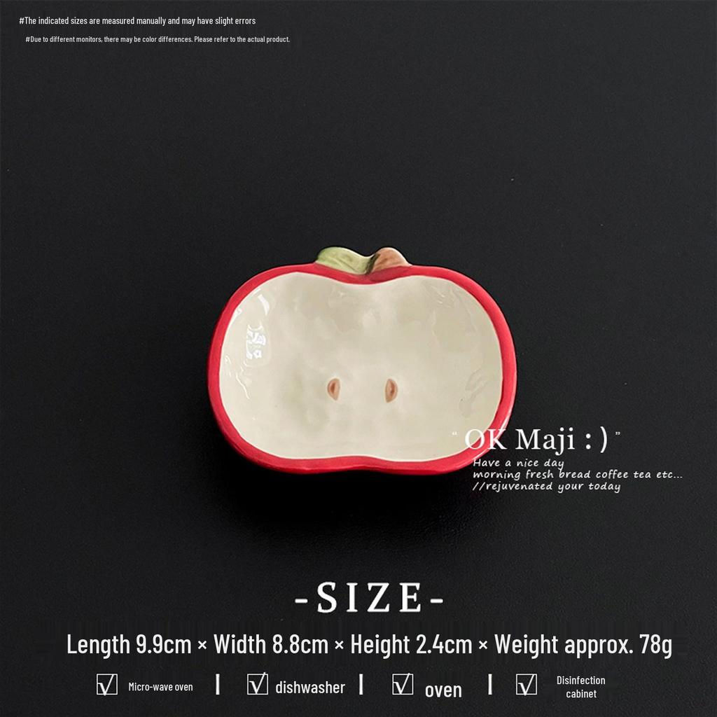 Charming Ceramic Apple Bowl - Adorable Cartoon Design, Perfect for Rice, Yogurt, and Desserts.