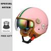 Men's Motorcycle Helmets Daul Lens Vintage Retro 3/4 Open Face Helmet Moto Equipment Four Seasons Double Visor Jet Helmet