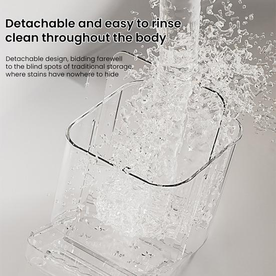 Toothbrush Holder with Drain Tray 3 Slots Toothbrush And Toothpaste Holder with Removable Divider Wall-Mounted or Countertop Bathroom Caddy Organizer