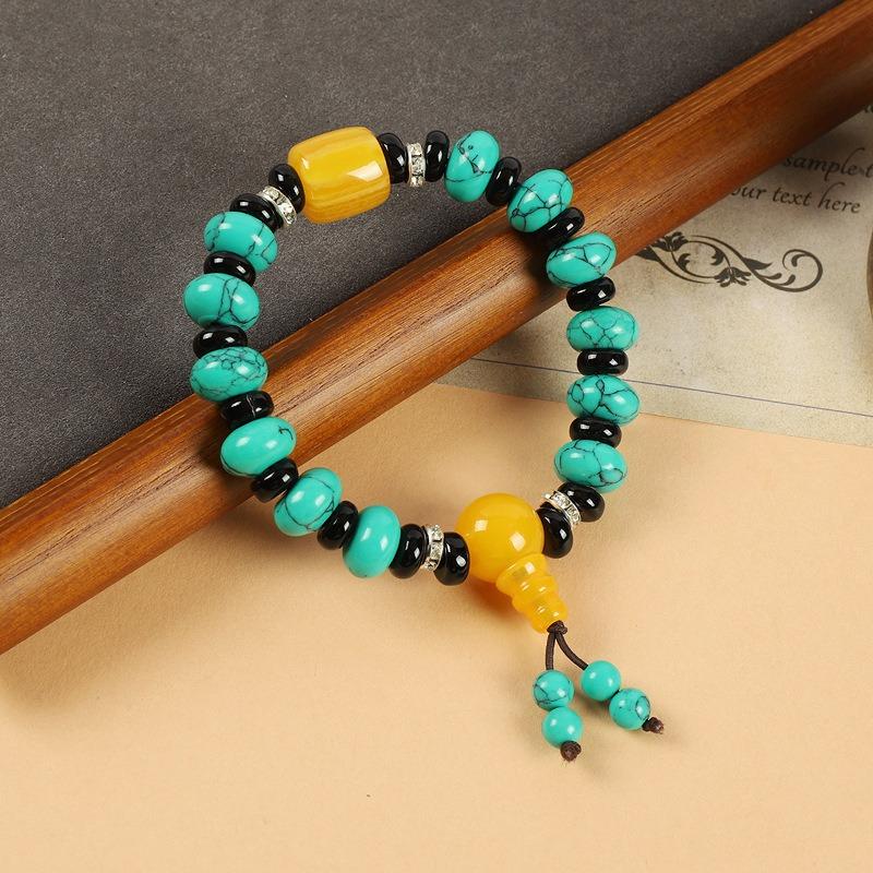 Xizang Nepal Yak Bone Bracelet Tibetan Turquoise Buddha Beads Men's and Women's Retro Tibetan Exotic Wind Bracelet