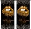 Lips Curtains, Retro Comic Pop Art Girl Applying Red Lipstick Makeup Concept Halftone Background Blackout Rod Pocket Curtains