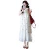 2026 Summer Korean Style Cherry Embroidery Ribbon Maternity Dress - Fashionable and Age-Defying