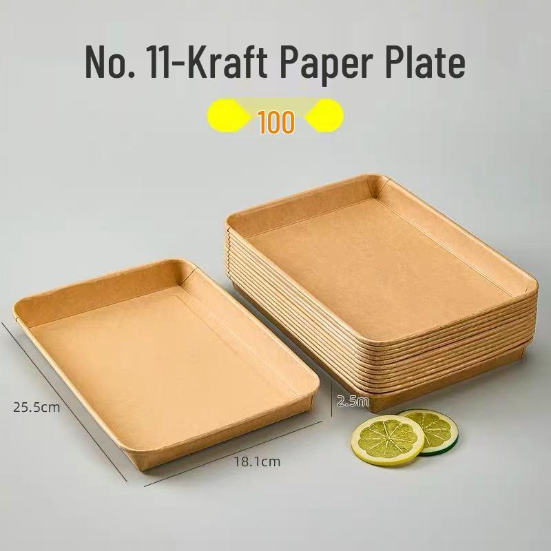 Einweg-Kraftpapier-Essteller - Rechteckig/Quadratisch, Lebensmittelqualität für BBQ, Picknick, Party.