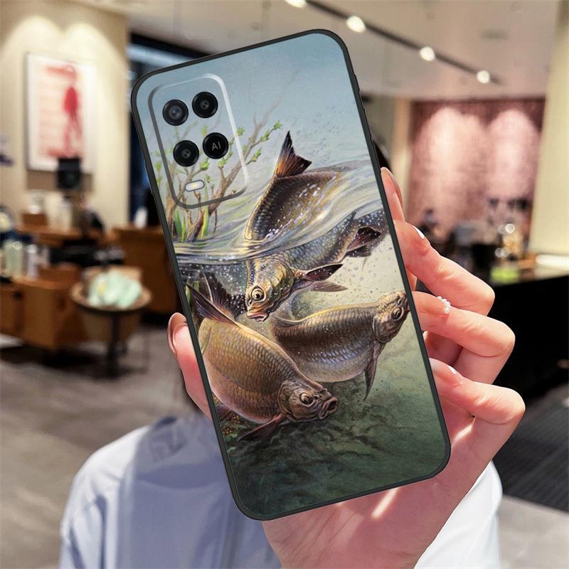 Carps Fish Fishing Case For Oppo A94 A54 A40 A60 A80 A98 A78 A18 A38 A58 A16 A76 A96 A17 A77 A74 A57S A15 Cover