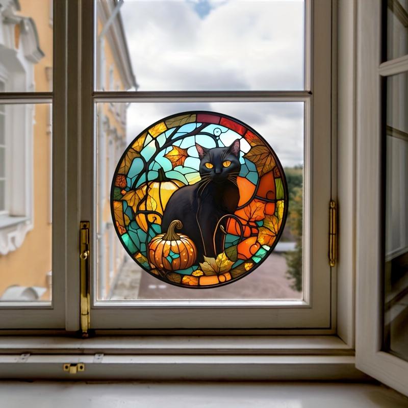 Halloween Static Cling Glass Sticker Window Party Decoration Wall Car RV Window Black Cat Pattern Car Electrostatic Film#32