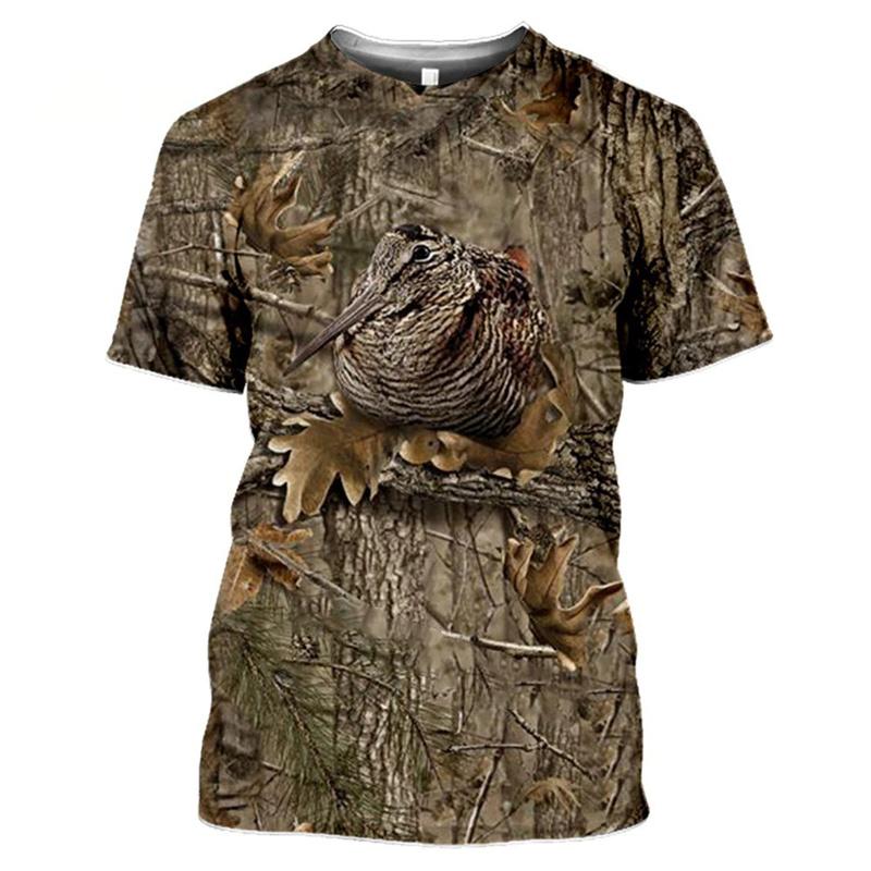 Lovecká maskovací trička s potiskem jelena a zajíce pro muže, 3D maskáčové tričko s potiskem divočáka a králíka, dámské oblečení, vtipné dětské tričko s krátkým rukávem