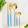 6People Gold Cutlery Set Mirror Stainless Steel Dinnerware Set Knife Cake Fork Tea Spoon Silverware Flatware Party Western Kitchen Tableware