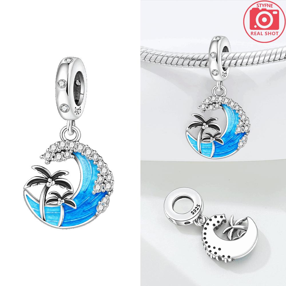 Purple Iris Blue Anemone Pendant Heart Tulip Originalcopper Bead Fit Bracelet Diy Fine Gift Women Jewelry Accessory