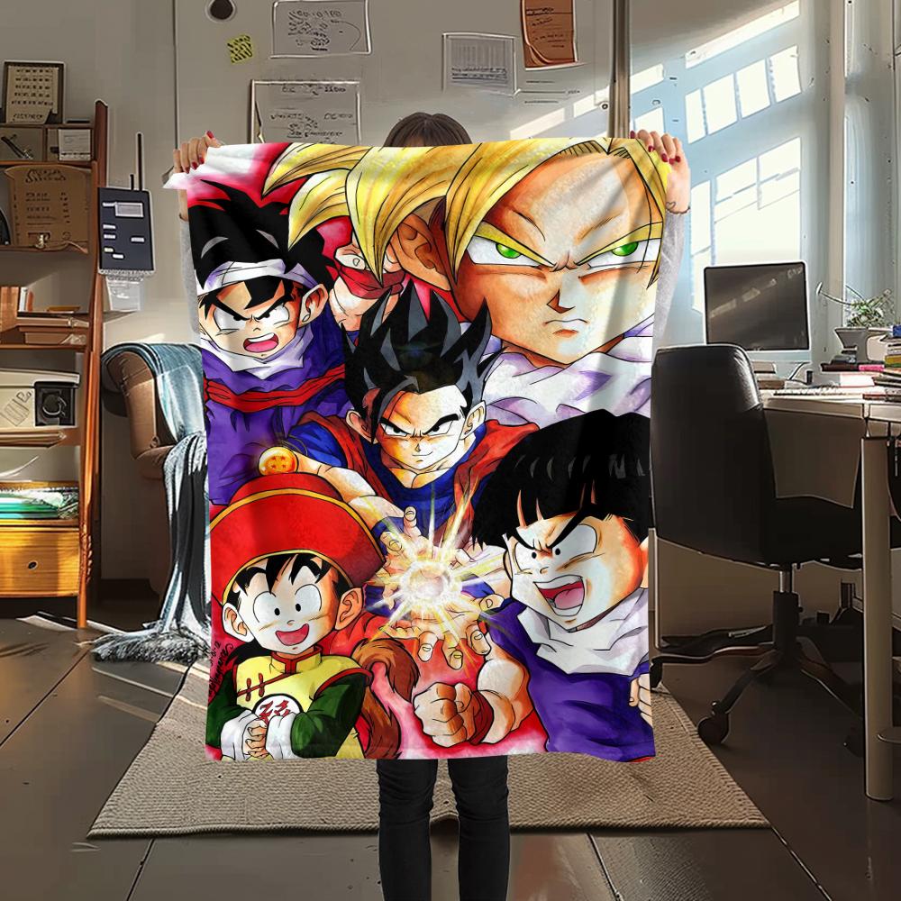 Coperta in Flanella con Stampa Personaggi Dragon Ball, Alta qualità Confortevole per Tutte le Stagioni, Arredamento per la Casa, Calore e Comfort, Perfetta per Regali di Natale