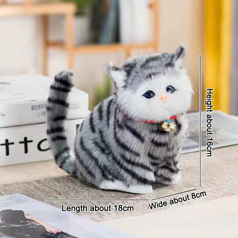 

1 шт. Детские подарки Симуляция Мини-игрушка-кошка Милый тканевый коврик Плюшевые кошки со звуком Креативные имитации кошек Украшения Домашний декор