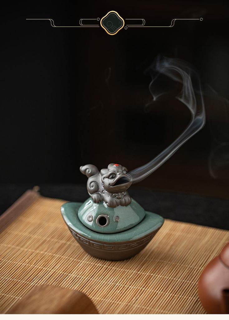 Chinese Pixiu Mini Incense Burner - Feng Shui Wealth Luck Decor for Home Office, Meditation & Zen Altar Use