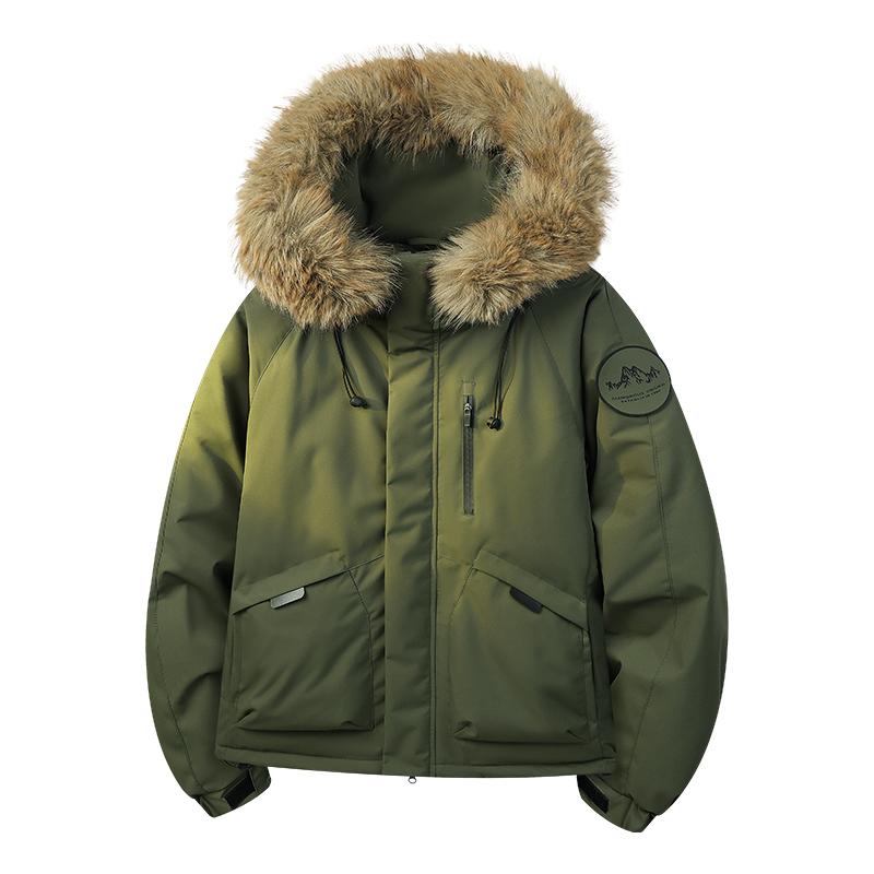 Men's and Women's Winter Thick Warm Hooded Fur Collar Detachable Lightweight Windproof Couple Cotton Jacket