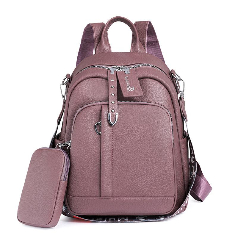 

Рюкзак из мягкой кожи, студенческий школьный рюкзак большой вместимости, дорожная сумка, женский рюкзак из ПУ фиолетовый