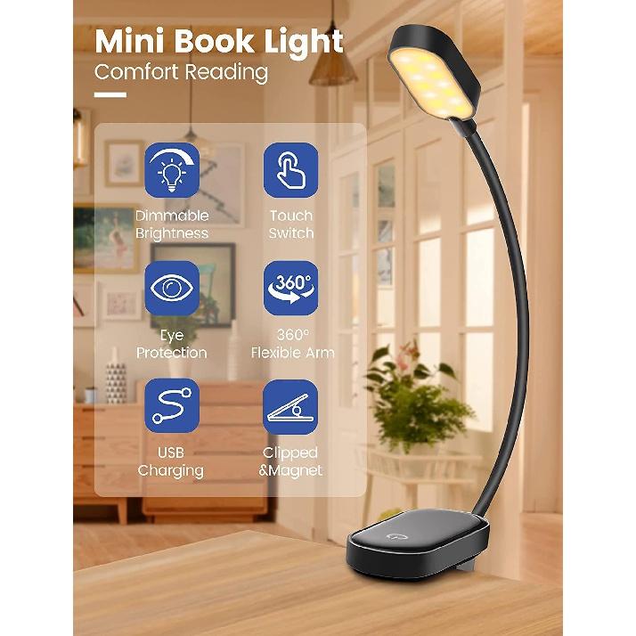 2023 New USB Rechargeable Clip On Eye Protection LED Reading Light Book 5 Color Adjustable Brightness LED Book