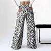 Loose Wide Leg Pants Women's Casual Flannel Leopard Print Trousers In Autumn and Winter