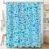 Bathroom Shower Curtain Print Blue Geometric Waterproof Fabric Home Decoration Wall Hanging Artistic Decorative Rectangular Show
