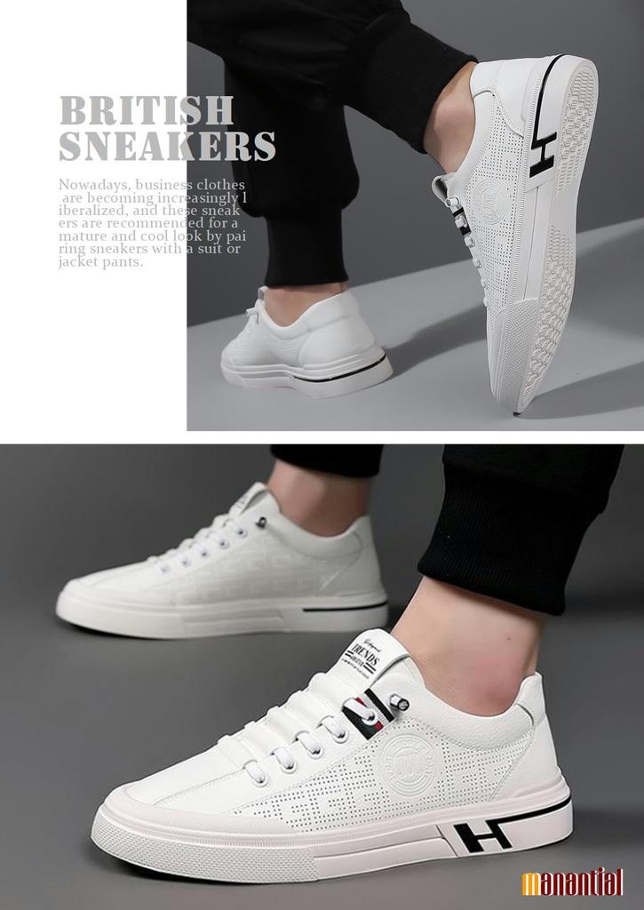 Sneakers Shoes White Flat Shoes Casual [Manantiar] Men's Men's 24.5cm Men's Lace-up
