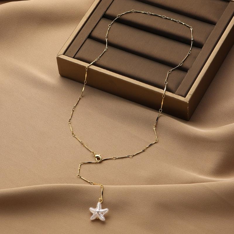 Unique Irregular Seashells Necklace Natural Shell Jewelry Portable Alloy Chain Ornament for Casual or Formal Occasions