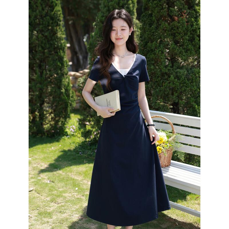 French Style Short Sleeve A-Line Dress S