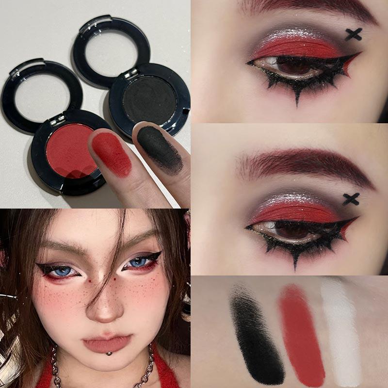 Gotische Mat Rood Oogschaduw Wit Liggende Zijderups Oogschaduw Eyeliner Palet Oog Make-up Mat Blauw Punk Smoky Oogschaduw Cosmetica rood