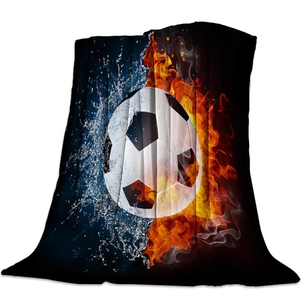 Soccer Ball Sport Football Print Blankets Coverlet Throw Cover Fleece Comfort Warm Flannel Blanket for Indoor Couch Home Decor
