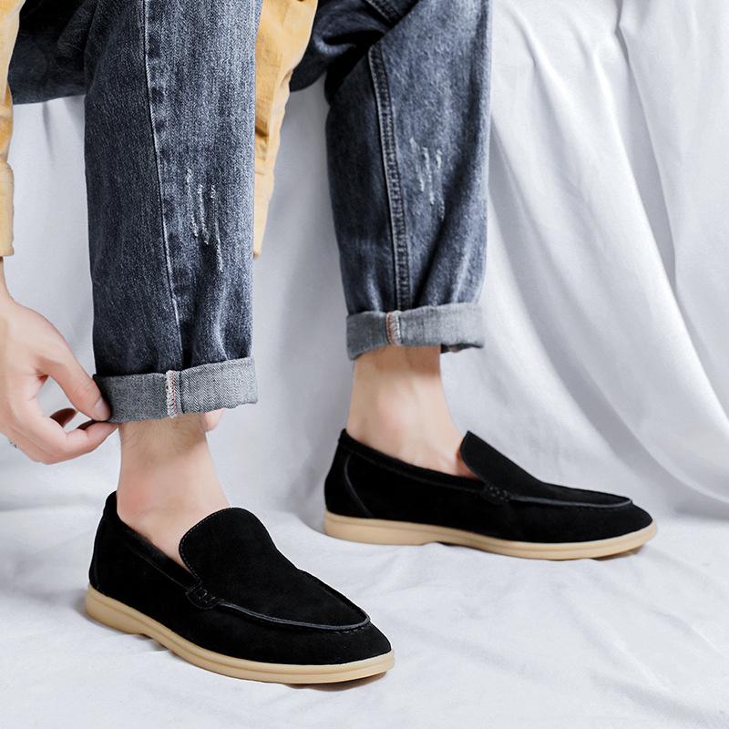 Retro British anti-velvet leather one-pedal loafers men's Korean version of business casual soft-soled lazy shoes 8253-R